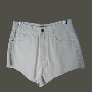 Princess Polly Womens White Denim Cut Off Shorts Sz 4 High Rise Beach Festival